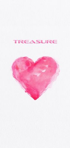 a pink heart with the word treasure written on it in white paper and watercolor