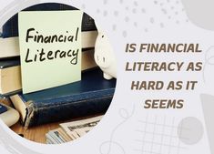 a pile of books sitting on top of a table next to a sign that says financial library