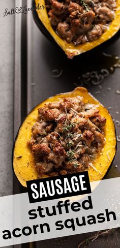 sausage stuffed acorn squash is an easy and delicious side dish for the dinner table