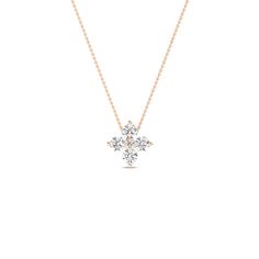 This blossoming beauty creates the perfect amount of sweet gleam, featuring five scintillating round diamonds set in a floral design. Perfect for layering, this intricately designed diamond necklace pendant is sure to add a touch of elegance to your everyday jewelry. Floral Diamond Necklace, Rose Gold Necklaces With Single Cut Diamonds Flower Pendant, Fine Jewelry Diamond Necklace With Single Cut Flower Pendant, Fine Jewelry Diamond Necklace With Flower Pendant, Timeless Flower Pendant Necklace For Anniversary, Elegant Diamond Necklace With Brilliant Cut Flower Pendant, Delicate Diamond Pendant Necklace With Brilliant Cut, Dazzling Diamond Necklace With Flower Pendant, Delicate Diamond Pendant Necklace With Single Cut Diamonds