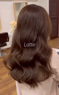 Popular Asian Hair Color, Brassy Hair Before And After, Light Brown Hair Solid Color, Hair Color For Warm Skin Tones, Latte Hair, Hair Color Swatches, Wavy Brown Hair