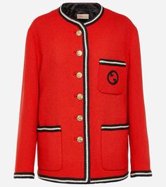 Gucci GG embroidered wool blen tweed jacket (Mytheresa). Material: wool, polyamide, polyester, viscose. Colour: Strawberry Candy / Mix #fashion #jacket #tweed #clothes #outfits #luxury #gucci Winter Gucci Tweed Jacket, Gucci Long Sleeve Wool Blazer, Gucci Wool Long Sleeve Blazer, Gucci Classic Blazer For Spring, Classic Gucci Blazer For Spring, Gucci Blazer With Buttons For Fall, Winter Gucci Blazer With Buttons, Gucci Wool Outerwear For Work, Gucci Winter Blazer With Buttons