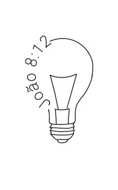 a black and white drawing of a light bulb