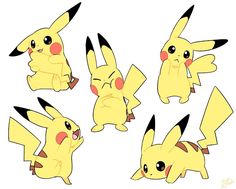 the pokemon pikachu is in different positions