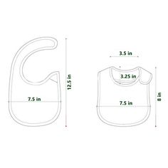 an image of a bib measurements for the baby's bib and its measurements