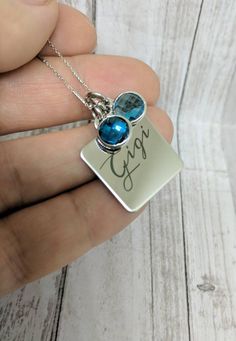 Gigi necklace Gigi birthstone necklace for gigi | Etsy Engraved Rectangular Jewelry For Mom, Engraved Rectangular Jewelry Gift For Mom, Hypoallergenic Stainless Steel Jewelry Gift, Hypoallergenic Sterling Silver Birthstone Necklace As Gift, Hand Stamped Rectangular Jewelry For Mother's Day, Rectangular Hand Stamped Jewelry For Mother's Day, Personalized Hypoallergenic Stainless Steel Jewelry, Sterling Silver Square Pendant Necklace For Personalized Gift, Engraved Jewelry For Personalized Gift In May