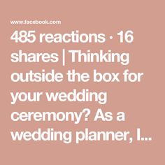 485 reactions · 16 shares | Thinking outside the box for your wedding ceremony? As a wedding planner, I love helping couples find unique unity rituals that truly reflect their love story. Here are some non-traditional ideas to make your ceremony unforgettable. 🌳🦢⏳ | Luxe Events | luxe_eventss · Original audio Traditional Ideas, Outside The Box, Thinking Outside The Box, The Box, A Wedding, Wedding Ceremony, Wedding Planner, Love Story, The Outsiders