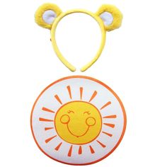 a yellow and white headband with ears on it