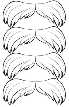 four different types of wings with black and white outlines on the bottom, one in the