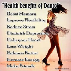 a woman dancing with her legs crossed and the words'health benefits of dance '