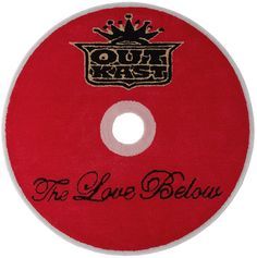 the love below cd label on a red disc with black lettering and a gold crown