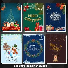 six christmas cards with different designs