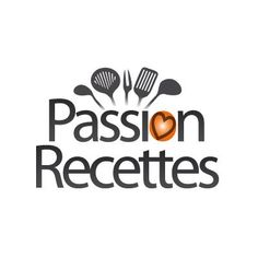 the passion recettes logo is shown with utensils and hearts on it