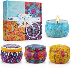 Gifts for Women Who Have Everything. Scented candles represent light and warmth. Aromatherapy candles with essential oils fill the light with fragrance, heal the soul, and let people feel the beauty of our life in the fragrance. Advanced Scented Candles. Aromatherapy candle gift set of 4 fragrances. Spring scented candles, Lavender scented candles, Lemon scented candles, and Mediterranean Fig scented candles Spring Scented Candles, Candles Lavender, Lemon Scented Candle, Travel Tin Candles, Lavender Scented Candle, Meditation Candles, Spring Scents, Gifts Set, Lavender Candle