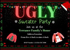 ugly sweater party is on at the terrace family's house for christmas eve, dec 3