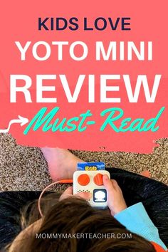 a young child is playing with a toy on the floor and text overlay reads yoto mini review must read