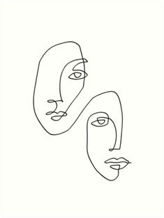 two faces in one line on a white background