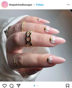 Samer Nails, Nails Gold, Dots Nails, Nails Pink, Floral Nails