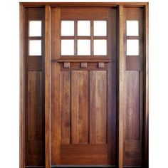 Craftsman Style Mahogany 6-Lite Entry Door with Matching Sidelites and Clear Beveled Low-E Glass Mahogany Entry Doors, Craftsman Style Doors, Tuscany Style, Craftsman Door, Door Crafts, Wood Exterior Door, Mahogany Doors, Wood Doors Interior, Interior Barn Doors