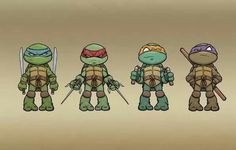 the teenage mutant turtles are lined up in different poses