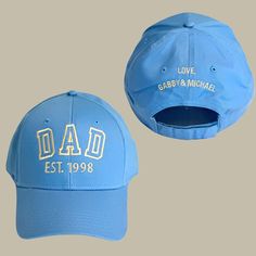 Dad Hat Embroidered with Kids' Names - The Perfect First Father's Day Gift Celebrate his first Father's Day with a gift that speaks from the heart. This personalized Dad Hat, beautifully embroidered with his children's names, is more than just an accessory--it's a cherished keepsake he'll wear with pride. Thoughtfully designed for first-time dads and grandpas alike, this hat combines style, sentiment, and a personal touch that makes it truly one-of-a-kind. Show him how much he means with a gift Cheap Personalized Hats For Father's Day, Personalized Casual Dad Hat For Gift, Personalized Adjustable Dad Hat, Personalized Trucker Hat For Father's Day, Father's Day Personalized Trucker Hat, Personalized Dad Hat, One Size Fits Most, First Time Dad, First Fathers Day Gifts, First Fathers Day