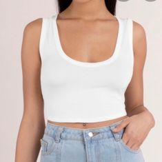 Nwot Never Worn. Stetchy Material, Will Fit Small And Medium Too. Bought Large So It Would Be A Little Longer. Will Consider Any Offer. Trendy White Scoop Neck Crop Top, Summer Scoop Neck Crop Top, Scoop Neck Crop Top, Neck Crop Top, Scoop Neck, Color White, Crop Top, Womens Tops, Crop Tops