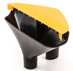 a yellow and black cone shaped object with spikes on it's sides, against a white background