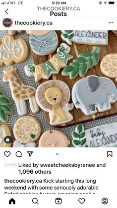 the cookies are decorated with different types of animals