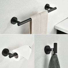 The bathroom Hardware Set is made of high-quality 304 stainless steel,4 protection layers are added on 304 stainless steel to make it Anti-scratch, Anti-rust.The surface is smooth and without sharp edges, the bath towel, pants and shirt, swimsuit can be hung safely on it without damage. The delicate finish protects it from corrosion and rust in the damp environment and enhances durability.Ageless and elegant matte black color creates an luxury feeling to upgrade your home decor,Also it can resis Towel Pants, Pants And Shirt, Bathroom Hardware Set, Bathroom Hardware, The Bathroom, Bath Towel, Matte Black, Black Color, Rust