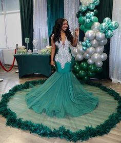 Charming V-neck Sleeveless Mermaid Prom Dress – misshow.com Green Mermaid Prom Dress, Most Beautiful Wedding, Most Beautiful Wedding Dresses, Mermaid Evening Gown, Mermaid Prom Dress, Green Mermaid