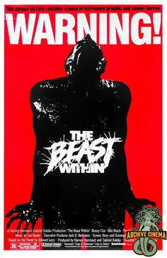 a movie poster for the beast within with an image of a man's torso