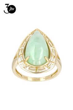 16x10mm Pear Green Cabochon Jadeite 14k Yellow Gold Ring. Measures Approximately 0.65"L x 0.88"W. Yellow Gold Ring, Yellow Gold Rings, Gold Ring, Pear, Gold Rings, Yellow Gold, Ring, Yellow, Green