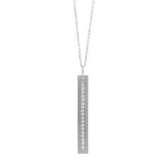 New! The 14k gold DAZY vertical bar pendant features a satin finish and a continuous strip of paved set white diamonds. Perfectly complimented with other pieces from the LOVE DAZE Collection. Chain sold separately. 32mm long x 5mm wide Full cut round white diamonds approximately .15ctw Designed and hand forged in our studio in coastal Southern California Complimentary ShippingReturns and Exchanges California Colors, Vertical Bar, Bar Pendant, Color Swatch, White Diamonds, Basic Style, Hand Forged, Diamond Pendant, Southern California