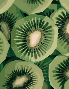 a bunch of sliced kiwis sitting on top of each other