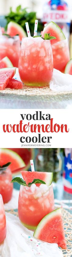 watermelon cooler cocktails with mint garnishes