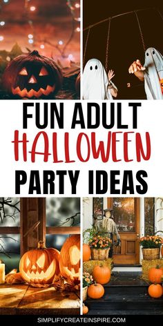 halloween party with pumpkins and ghost decorations