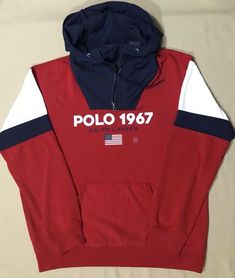 Polo Ralph Lauren “POLO 1967” Fleece Hoodie, Size L. Condition is "New with tags". Shipped with USPS Priority Mail. Ralph Lauren Sporty Sweatshirt For Streetwear, Ralph Lauren Sporty Hooded Sweatshirt, Sporty Red Color Block Hoodie, Red Cotton Outdoor Hoodie, Ralph Lauren Hooded Hoodie For Streetwear, Red Cotton Sweatshirt For Outdoor, Polo Clothes, Ralph Lauren Sport, Men's Hoodies