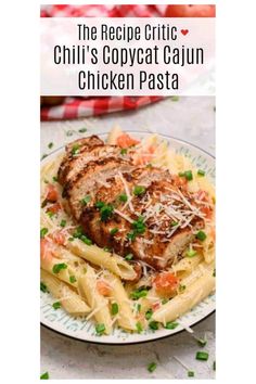 chicken pasta with sauce and parmesan cheese on the side is featured in this recipe