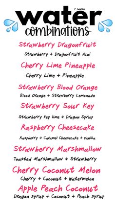 Sugarfree Water 💦 Combinations to Try this Summer! Sweeten up your drinks guilt-free with delicious sugar-free syrups! Say goodbye to empty calories and hello to flavor-packed treats! 🤤 Water Collage, Water Combinations, Drink Recipies, Flavored Water Recipes, Cherry Coconut, Peach Syrup, Flavor Combinations, Pineapple Strawberry, Herbal Teas Recipes