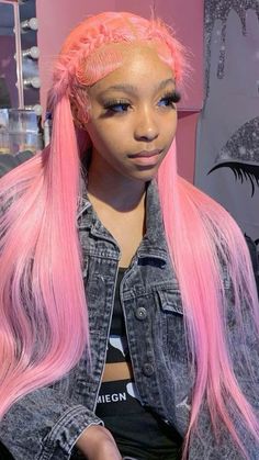 Hairstyles For Wigs, Wig Hairstyles Ideas, Vacay Hairstyles, Colourful Wigs, Wig Design, Barbie Series, Wigs Hairstyles, Pink Wigs