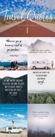 the travel quotes in different languages are shown on top of each other, and below it is