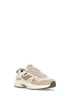 - Beige Boss Black leather and fabric sneakers for man - Round toe - Front laces fastening - Logoed tongue - Gros grain logoed label at upper heel - Side contrasting color logo - Raised rubber soleComposition: 100% Cowhide And Inner Fabric:, 100% Sole Fabric:, 100% Rubber Urban Leather Running Shoes With Laces, Leather Chunky Sneakers With Rubber Sole For Jogging, Leather Chunky Sneakers With Round Toe For Casual Wear, Leather Chunky Sneakers With Cushioned Footbed, Leather Chunky Sneakers With Cushioned Footbed For Jogging, Sporty Aesthetic, Barbour Steve Mcqueen, Boss Black, Color Logo