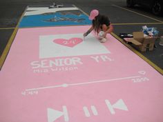 Softball Parking Spot Painting, 2025 Parking Spot, Dance Parking Spot, Group Senior Parking Spot Ideas, Class Of 2025 Parking Spots, Junior Year Parking Spot Painting, Senior Parking Spot Disco Ball, Cheer Senior Parking Spot