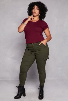 Casual Pant, Skinny Leg, High Waisted, Cargo Pocket(s), Stretch, Solid, Item Number 3861056720801 Puma Outfit, Casual Pant, Romper And Jacket, Plus Size Pants, Cargo Pocket, Cargo Pants Women, Girls Pajamas, Girls Jacket, Short Girls