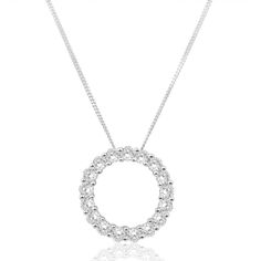 Formal Hallmarked Round Necklace, Round Prong Setting Fine Jewelry Necklace, Round Fine Jewelry Necklace With Prong Setting, Fine Jewelry Round Necklace With Prong Setting, Fine Jewelry Round Diamond Cut Necklace, Fine Jewelry Diamond Cut Round Necklace, Classic Hallmarked Diamond Necklace With Round Pendant, Hallmarked White Gold Round Necklaces, Hallmarked Round Cut Necklaces For Anniversary