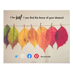 there are five different colored leaves hanging from a line with the words, strength your immune system this fall