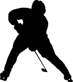 the silhouette of a hockey player is shown