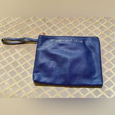 Super Nice Wristlet - Great For Any Student Feels & Looks Like Soft Supple Leather, But Is Not. Navy With Gold Tone Accents Loves That It Opens So Wide Blue Pouch Clutch For Everyday Use, Blue Pouch Clutch With Zipper Closure, Blue Everyday Pouch Clutch, Everyday Blue Pouch Clutch, Everyday Blue Clutch With Zipper Pouch, Blue Rectangular Bag With Wrist Strap, Blue Rectangular Wristlet With Zipper Pouch, Everyday Blue Pouch Wristlet, Blue Clutch With Zipper Pouch