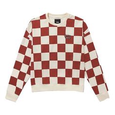 Vans Grid Round Neck Pullover Couple Style Red VN0A5H98YTW Vans Pullover, Couple Style, Vans Shop, Fashion Couple, Red Hoodie, Stylish Sneakers, Perfect Pair, Men Sweater, Round Neck