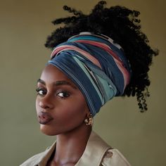 Blue Genes Headwrap | Fanm Djanm Poc References, Afro Curls, Estilo Hippy, Pelo Afro, Copper Hair Color, Protective Style